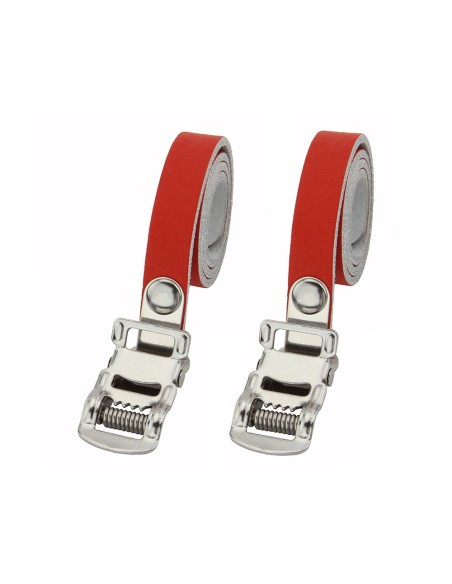 Leather Toe Straps Red.